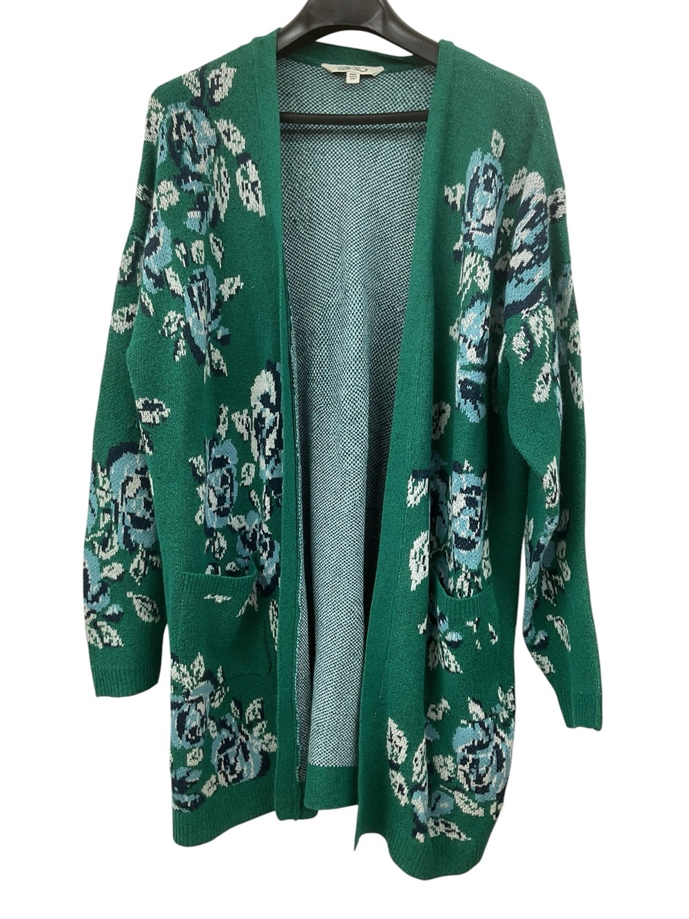 The Pioneer Woman Floral Jacquard Open Front Cardigan Green w/Blue&White Sz XXXL